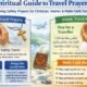 Infographic titled “Spiritual Guide to Travel Prayers” featuring Christian and Islamic travel prayers, hands in prayer, a cross, Quran, airplane, and multi-faith blessings for safe journeys.